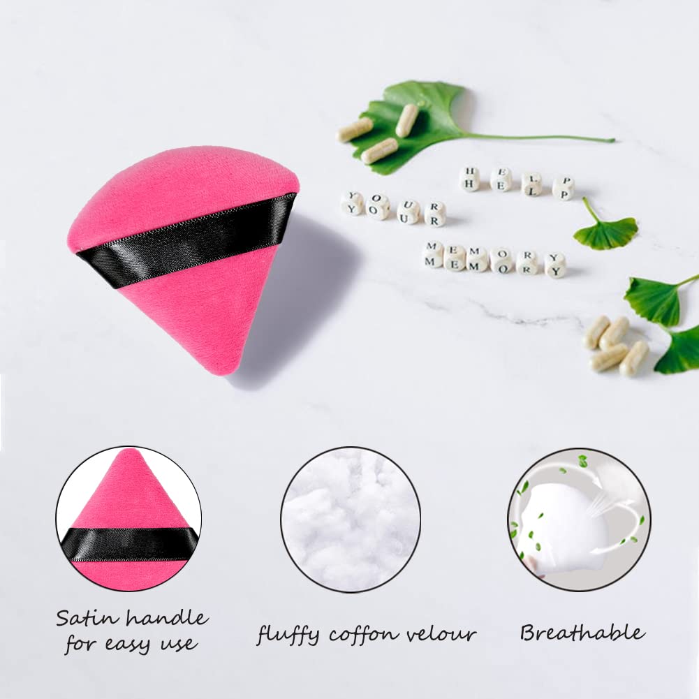 6 Pcs Triangle Powder Puff,Makeup Puff,Powder Puffs for Face Powder,Triangle Makeup Velour Puff,Triangle Sponges for Makeup,Loose Setting Powder Puff powder sponge makeup puffs(Black Flesh) - Image 5